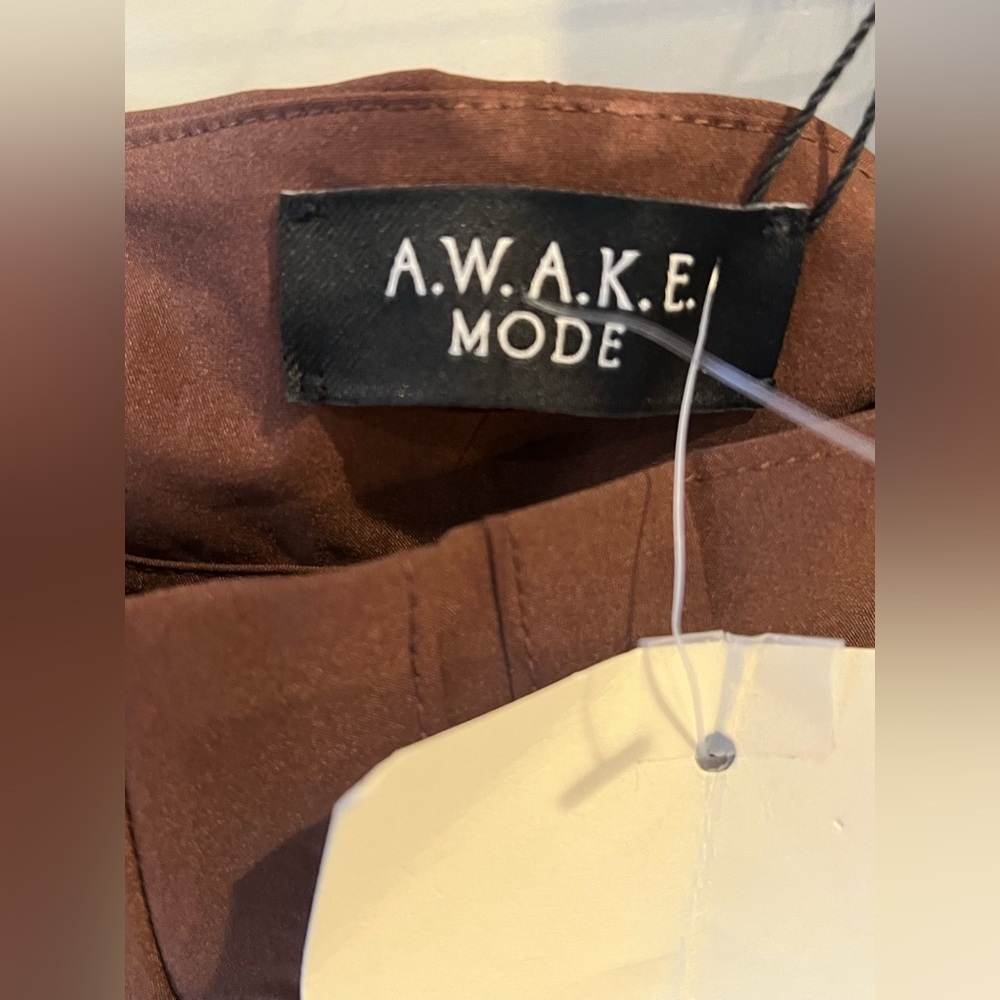 A.W.A.K.E. MODE Brown Architectural Flare Pants FR 46 US 12 NWT - Picture 7 of 13
